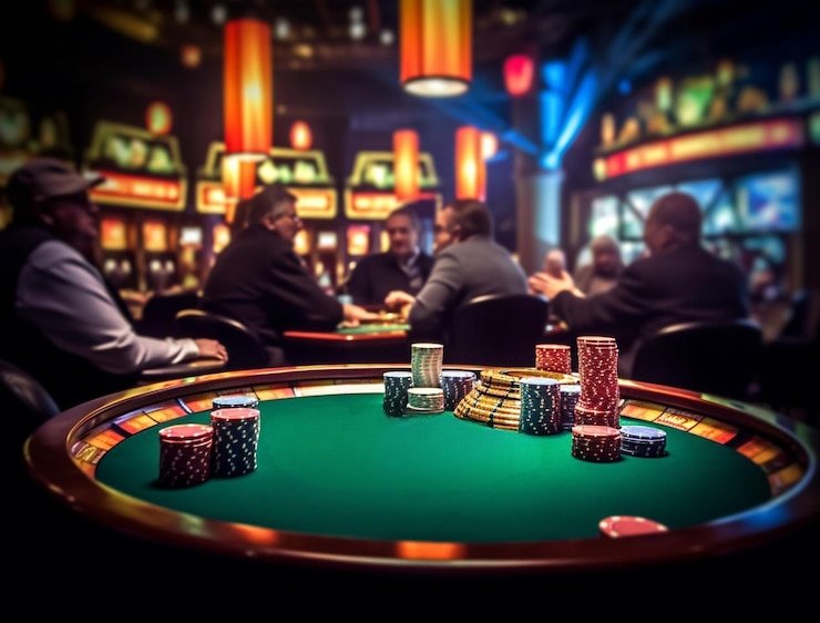 Antarmuka aplikasi ligautama menampilkan meja blackjack di layar ponsel dengan opsi data rendah diaktifkan